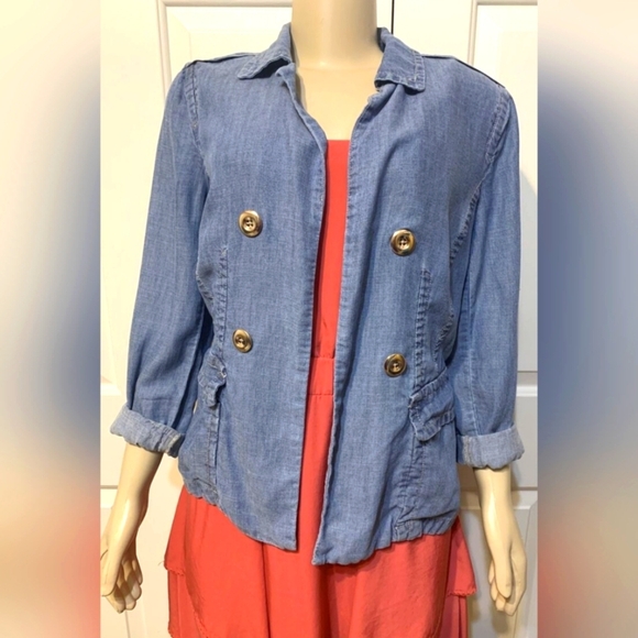 Chicos Women's Blue Denim Jacket Size 3 - Picture 1 of 10
